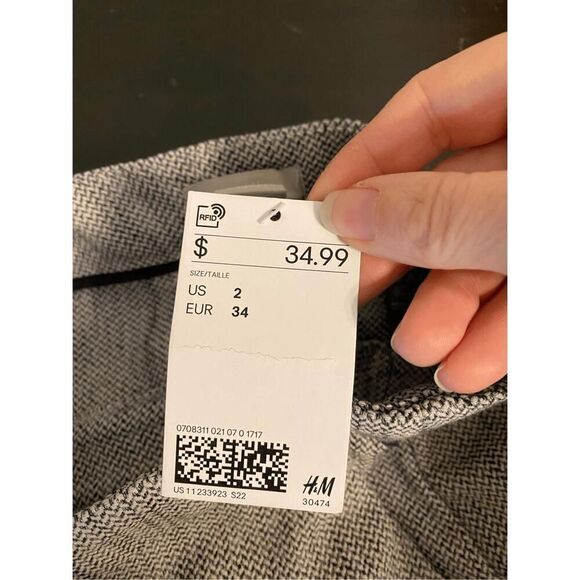 H&M size 2 womens  NWT pants slacks black white - Picture 7 of 8